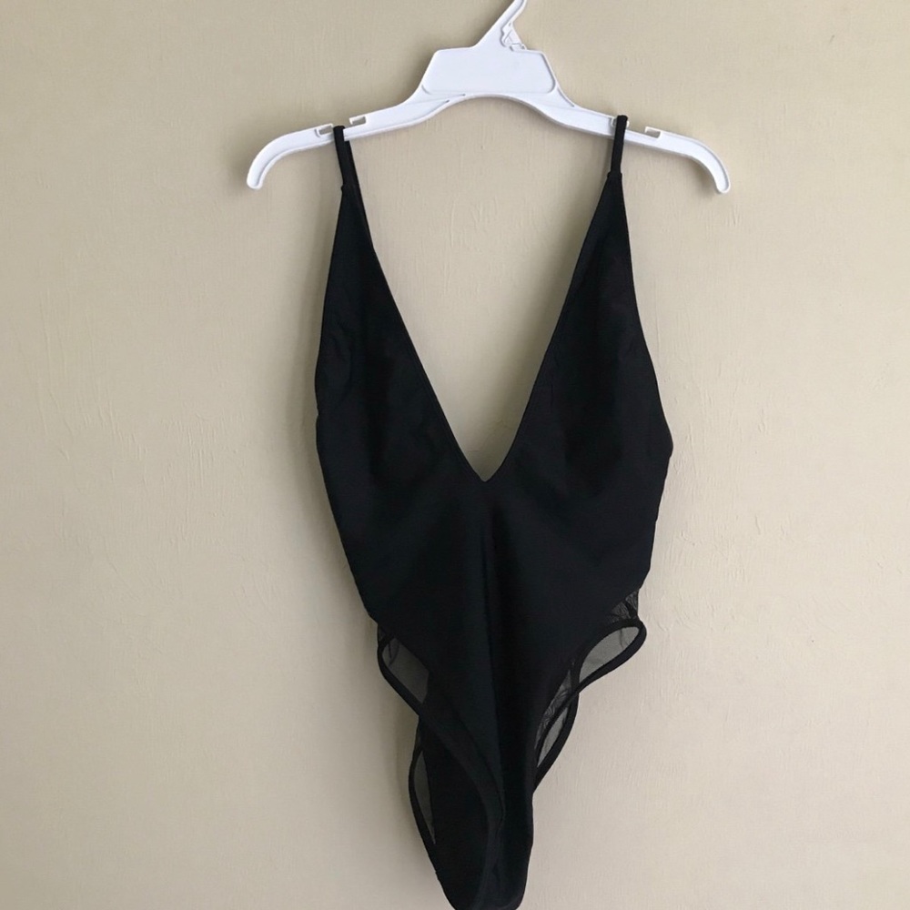 Forever 21 Deep V Mesh One Piece Swimsuit
